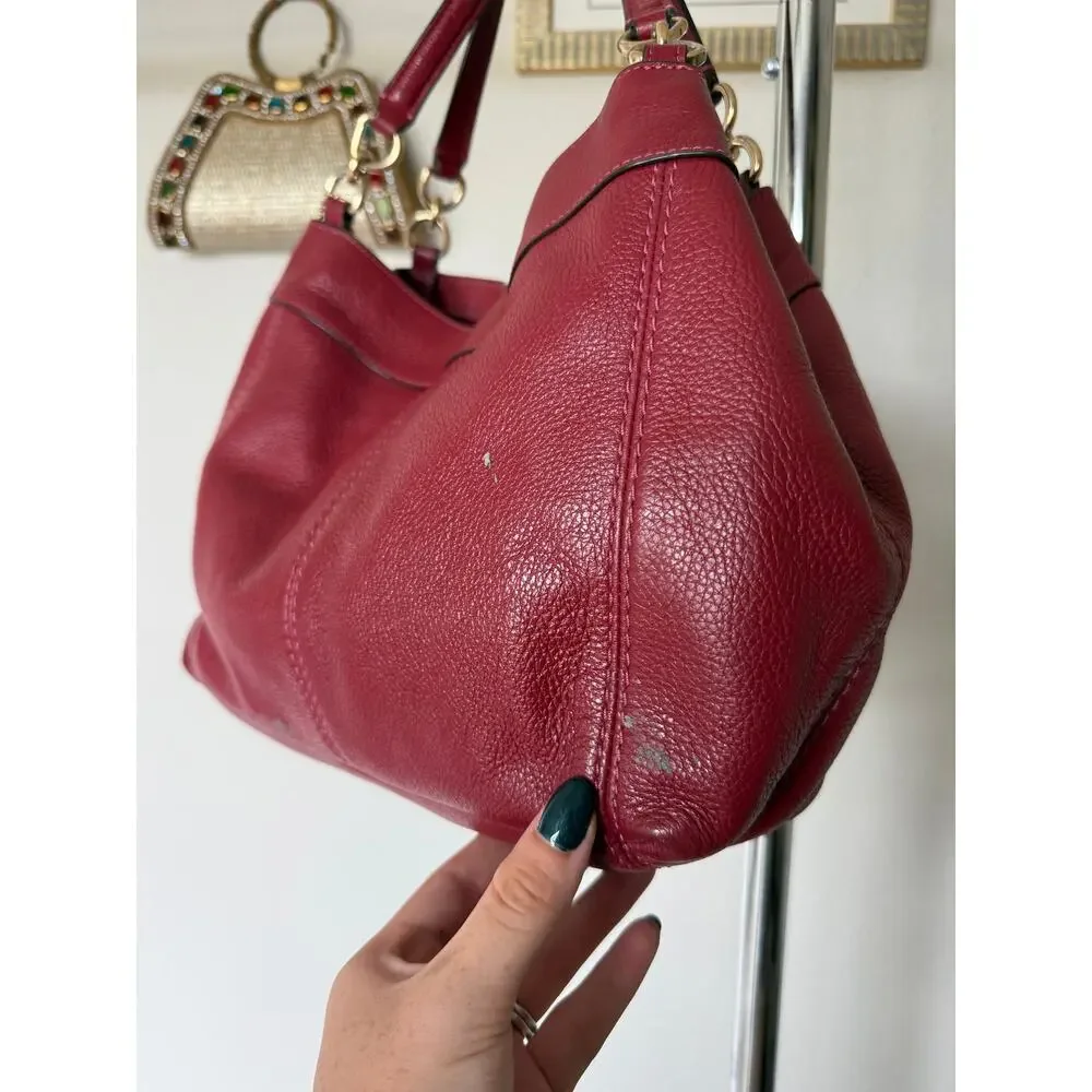 Coach Lexy Red Leather Shoulder Bag